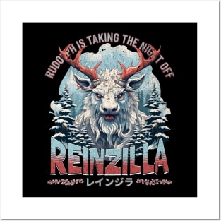 Reinzilla The King of Xmas Reindeer Posters and Art